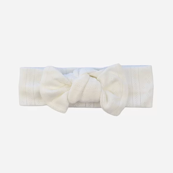 BABY EYELET TOPKNOT HEADBAND ~ WHITE
