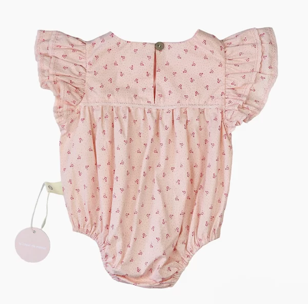 FRILL SHOULDER SLEEVELESS ROMPER ~ PINK FLORAL - Image 2