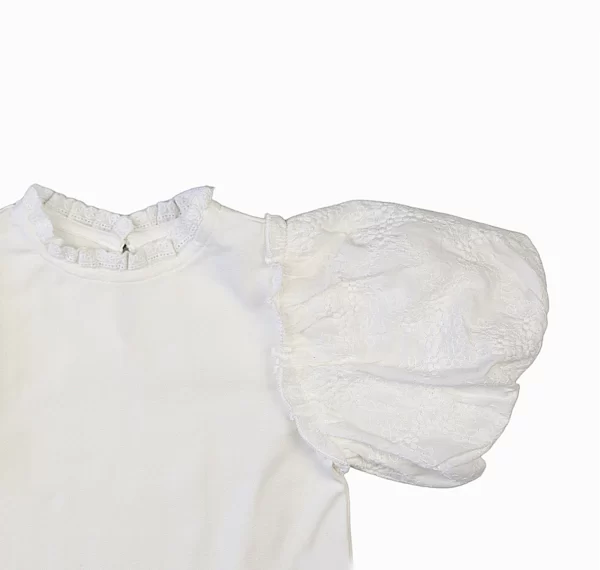 IVORY BODYSUIT FOR BABIES, LACE SLEEVES