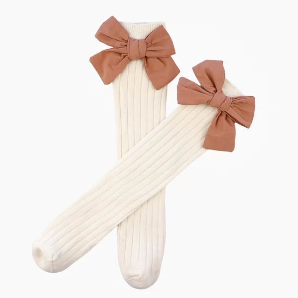 HIGH KNEE LINEN BOW SOCKS ~ DESERT